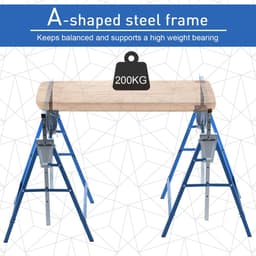 image-Set Of 2 Steel Adjustable Saw Horses Telescopic Builders Trestle/Bench