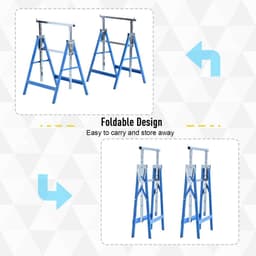 image-Set Of 2 Steel Adjustable Saw Horses Telescopic Builders Trestle/Bench