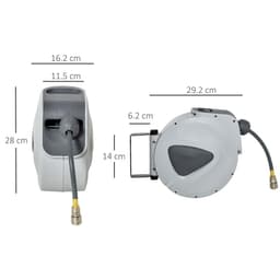image-Retractable Air Hose Reel 10m+90cm Hose Diameter 3/8" 9.5mm Hose Connector 1/4"