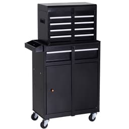 image-DURHAND Steel 4-Drawer Duo-Door Rolling Tool Cabinet Tool Chest On Wheels Black