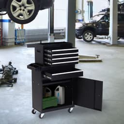 image-DURHAND Steel 4-Drawer Duo-Door Rolling Tool Cabinet Tool Chest On Wheels Black