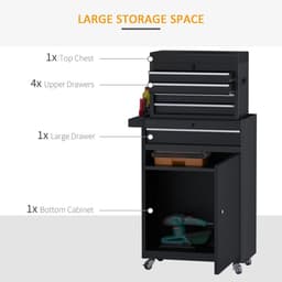 image-DURHAND Steel 4-Drawer Duo-Door Rolling Tool Cabinet Tool Chest On Wheels Black