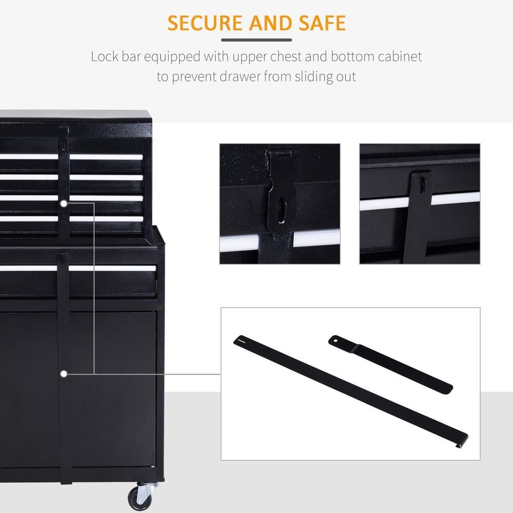 image-DURHAND Steel 4-Drawer Duo-Door Rolling Tool Cabinet Tool Chest On Wheels Black