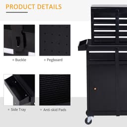 image-DURHAND Steel 4-Drawer Duo-Door Rolling Tool Cabinet Tool Chest On Wheels Black