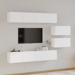 image-4 Piece TV Cabinet Set White Engineered Wood