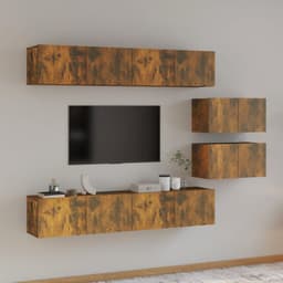image-4 Piece TV Cabinet Set White Engineered Wood