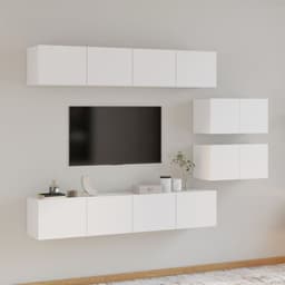 image-4 Piece TV Cabinet Set White Engineered Wood