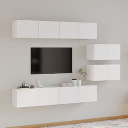 image-4 Piece TV Cabinet Set White Engineered Wood