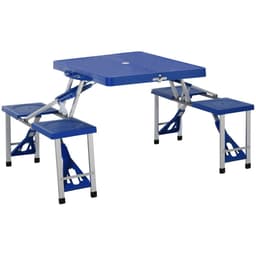 image-Picnic Table Chair Set 4 Seat Aluminium PP W/ 2.7cm Umbrella Hole