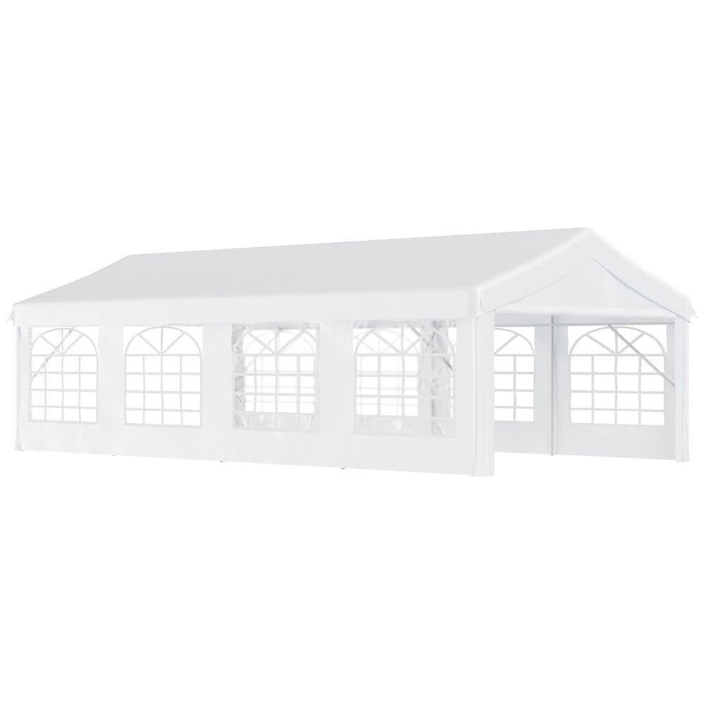 image-8m Gazebo Garden Marquee Canopy Party Carport Shelter White Outsunny