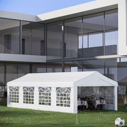 image-8m Gazebo Garden Marquee Canopy Party Carport Shelter White Outsunny