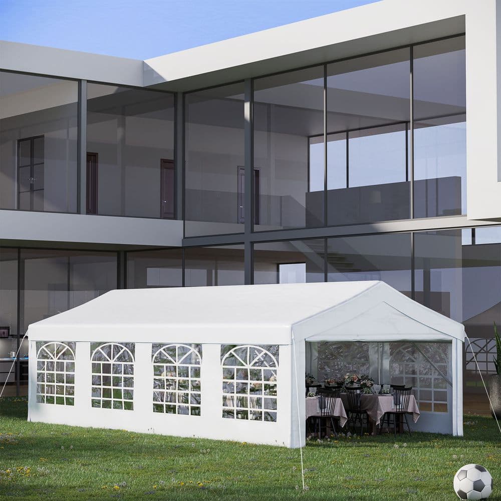 image-8m Gazebo Garden Marquee Canopy Party Carport Shelter White Outsunny