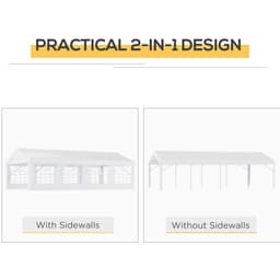 image-8m Gazebo Garden Marquee Canopy Party Carport Shelter White Outsunny