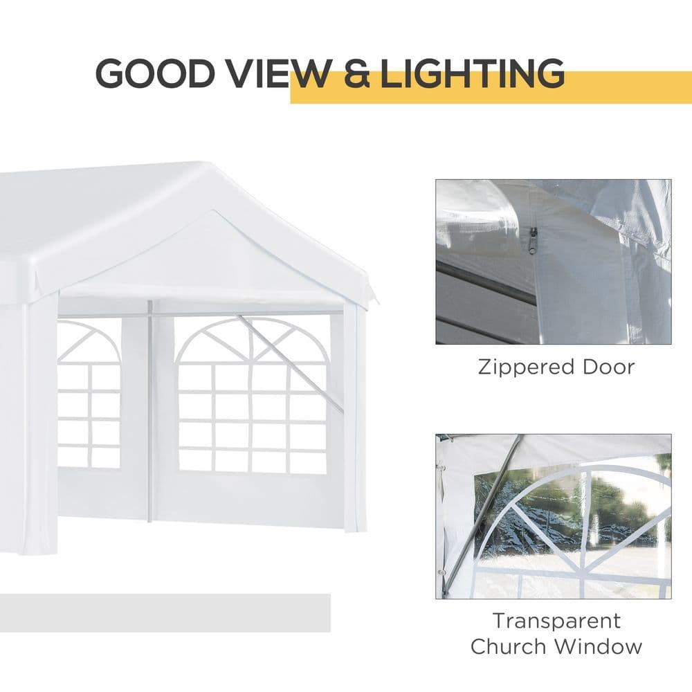 image-8m Gazebo Garden Marquee Canopy Party Carport Shelter White Outsunny