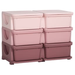 image-Kids Storage Unit Toy Box Vertical Dresser with Six Drawers - Pink HOMCOM