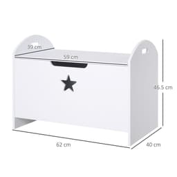 image-Kids Wooden Toy Children Box Storage Organizer Side Handle White HOMCOM