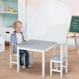 image-Kids Table and 2 Chairs Set 3 Pieces Toddler Multi-usage Desk Indoor HOMCOM