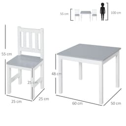 image-Kids Table and 2 Chairs Set 3 Pieces Toddler Multi-usage Desk Indoor HOMCOM