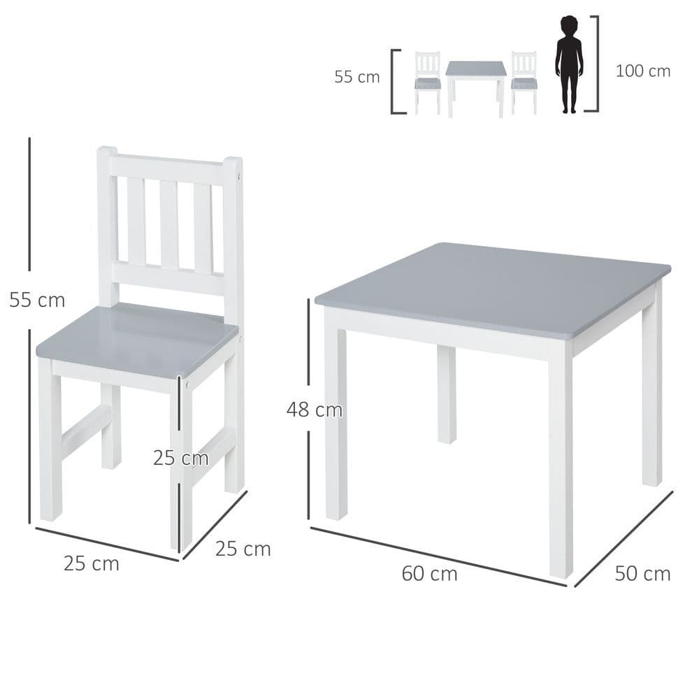 image-Kids Table and 2 Chairs Set 3 Pieces Toddler Multi-usage Desk Indoor HOMCOM