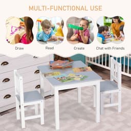 image-Kids Table and 2 Chairs Set 3 Pieces Toddler Multi-usage Desk Indoor HOMCOM