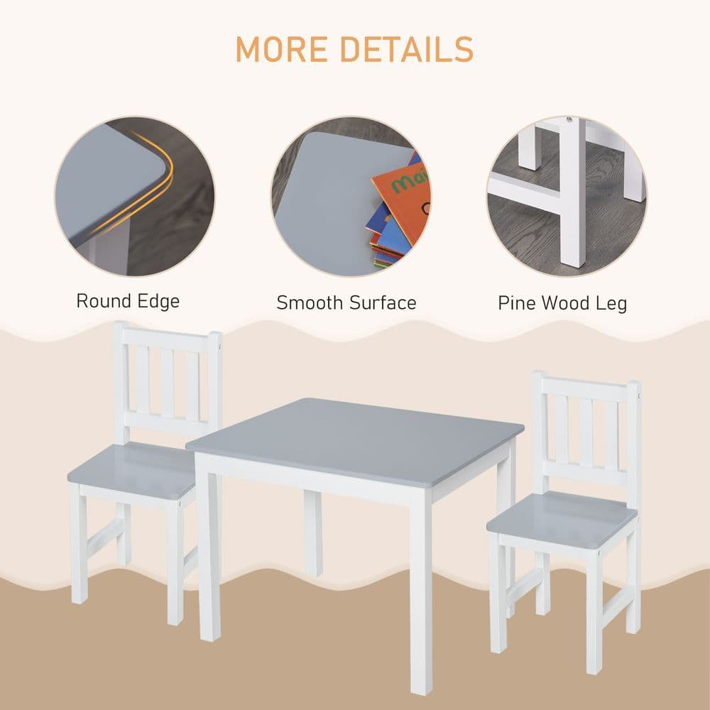 image-Kids Table and 2 Chairs Set 3 Pieces Toddler Multi-usage Desk Indoor HOMCOM