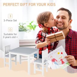 image-Kids Table and 2 Chairs Set 3 Pieces Toddler Multi-usage Desk Indoor HOMCOM