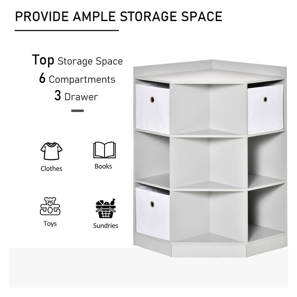 image-Kids Storage Cabinet Corner Organizer with Anti-tipping Hardware Drawer HOMCOM