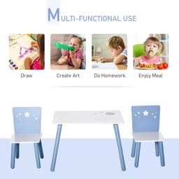 image-3 Pcs Kids Table & Chairs Dining Set Wood Legs Safe Corners Seating HOMCOM