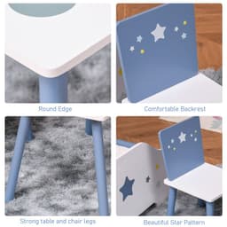 image-3 Pcs Kids Table & Chairs Dining Set Wood Legs Safe Corners Seating HOMCOM