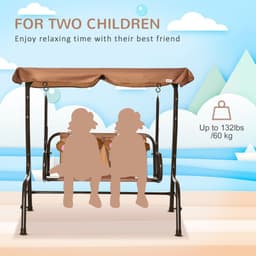 image-Two-Seat Kids Canopy Swing Chair Adjustable Awning, Seatbelt