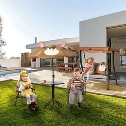 image-Two-Seat Kids Canopy Swing Chair Adjustable Awning, Seatbelt