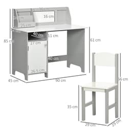 image-Two-Piece Childrens Table and Chair Set w/ Whiteboard Storage - Grey
