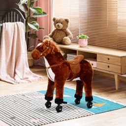image-Child Boys Walking Horse Riding Toy Plush Walk Pony Wheels Sound