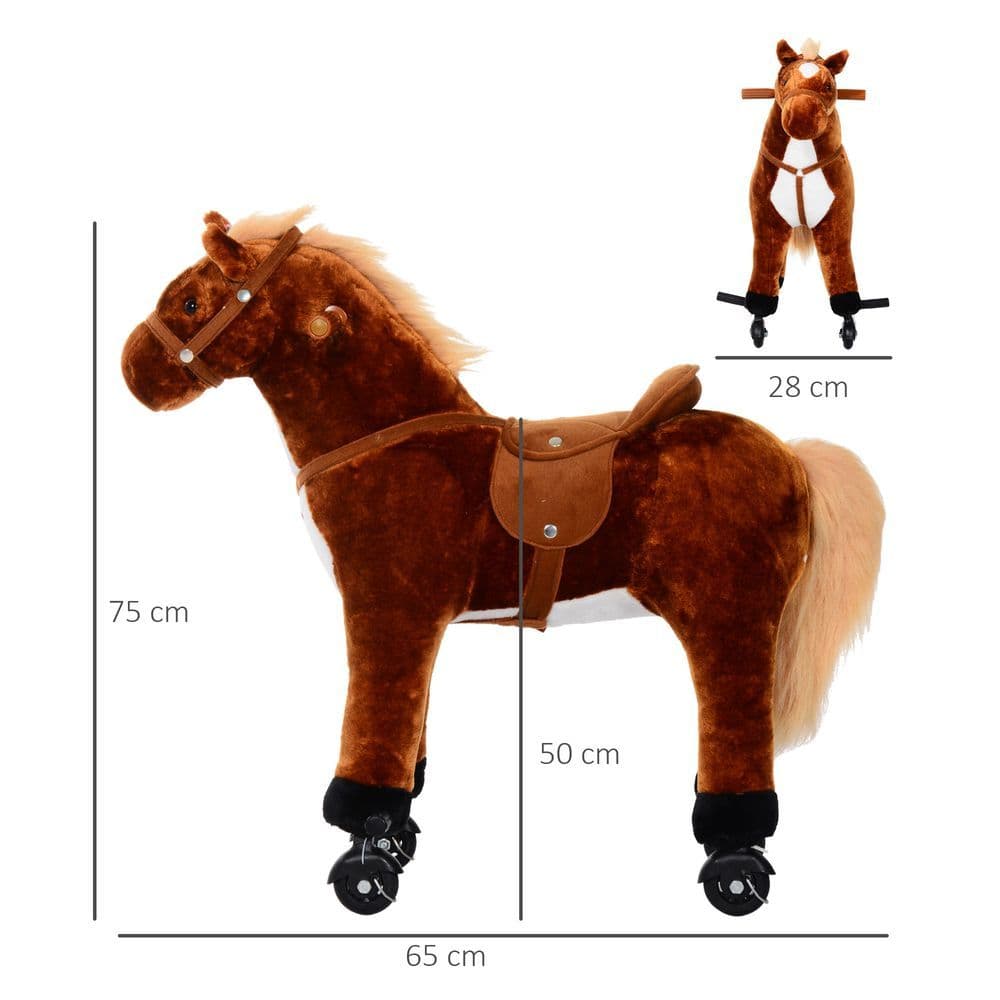 image-Child Boys Walking Horse Riding Toy Plush Walk Pony Wheels Sound