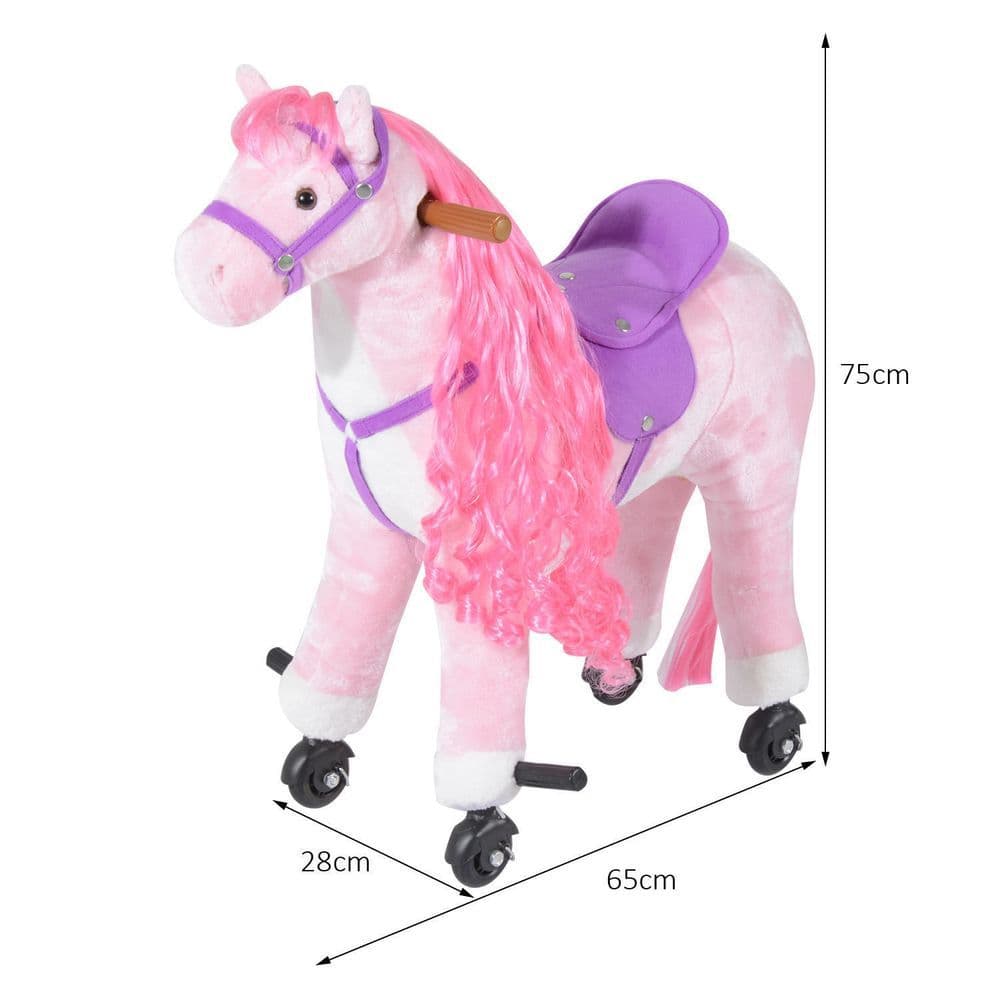 image-Child Mechanical Walking Ride on Horse Toy Plush Walk Pony Sound