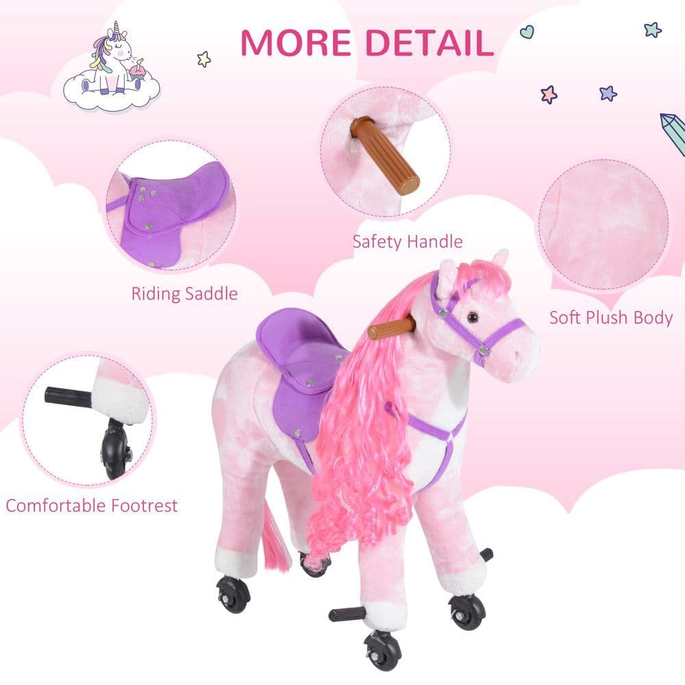 image-Child Mechanical Walking Ride on Horse Toy Plush Walk Pony Sound