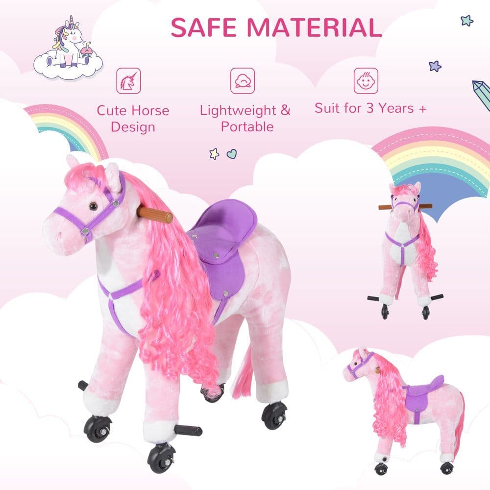 image-Child Mechanical Walking Ride on Horse Toy Plush Walk Pony Sound