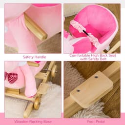 image-2-in-1 Baby Rocking Horse Ride On Elephant W/ Wheels Music, Pink