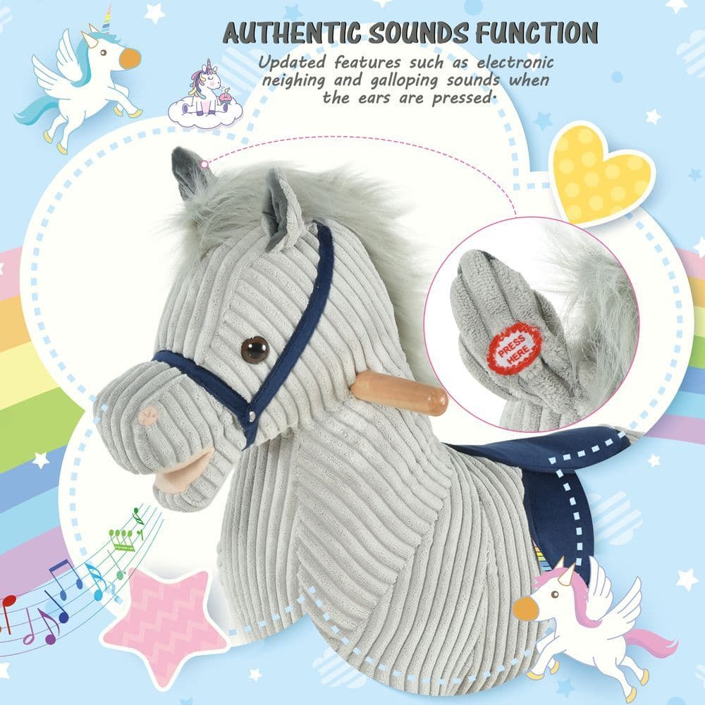 image-Children's Rocking Horse Ride-On Sound Wood Base Handlebars