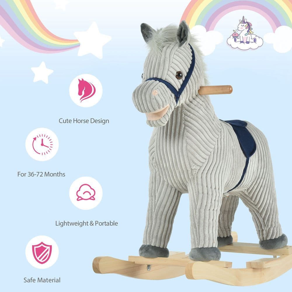 image-Children's Rocking Horse Ride-On Sound Wood Base Handlebars