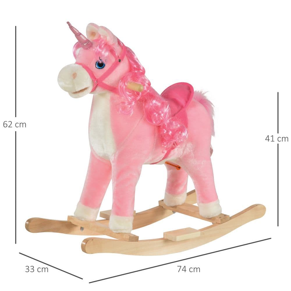 image-Kids Rocking Unicorn Ride-On Horse Moving Mouth Tail Sounds 36-72 Mnths