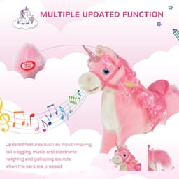 image-Kids Rocking Unicorn Ride-On Horse Moving Mouth Tail Sounds 36-72 Mnths