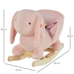image-Cute Kids Ride-On Rocking Rabbit Sound Handlebars Seat Belt Plush Body HOMCOM
