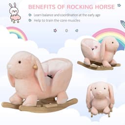 image-Cute Kids Ride-On Rocking Rabbit Sound Handlebars Seat Belt Plush Body HOMCOM