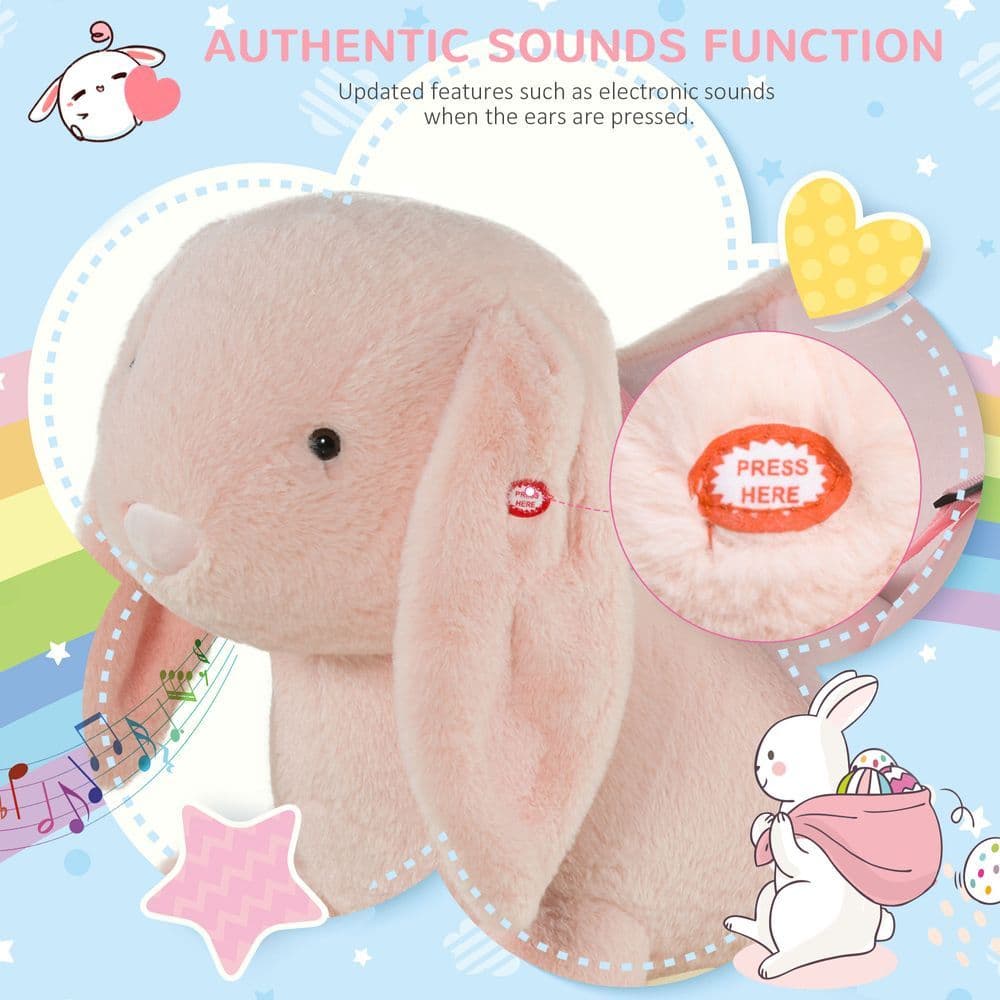 image-Cute Kids Ride-On Rocking Rabbit Sound Handlebars Seat Belt Plush Body HOMCOM
