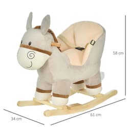 image-Cute Kids Ride-On Rocking Donkey Sound Handlebars Seat Belt Plush Body HOMCOM