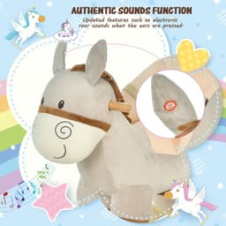 image-Cute Kids Ride-On Rocking Donkey Sound Handlebars Seat Belt Plush Body HOMCOM