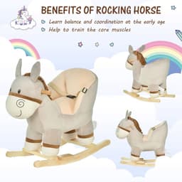 image-Cute Kids Ride-On Rocking Donkey Sound Handlebars Seat Belt Plush Body HOMCOM