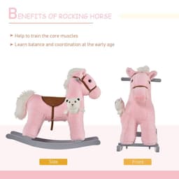 image-Kids Plush Ride-On Rocking Horse with Plush Toy Sound Handle Grip HOMCOM