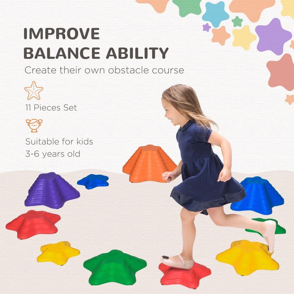 image-11-Piece Balance Stepping Stones Non-Slip Obstacle Course for Kids
